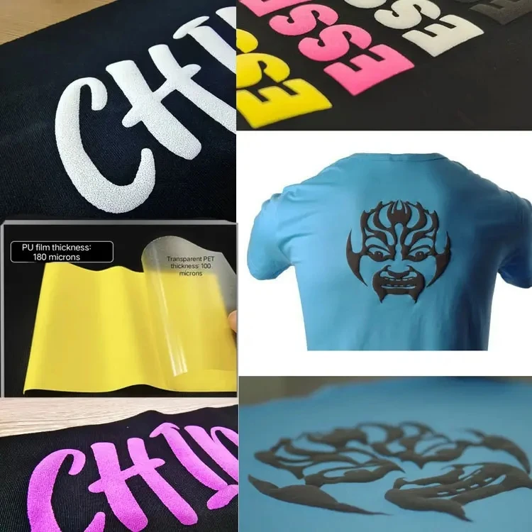 pcs/9 pcs 3D Puff Heat Transfer Vinyl Press Machine Iron On DIY