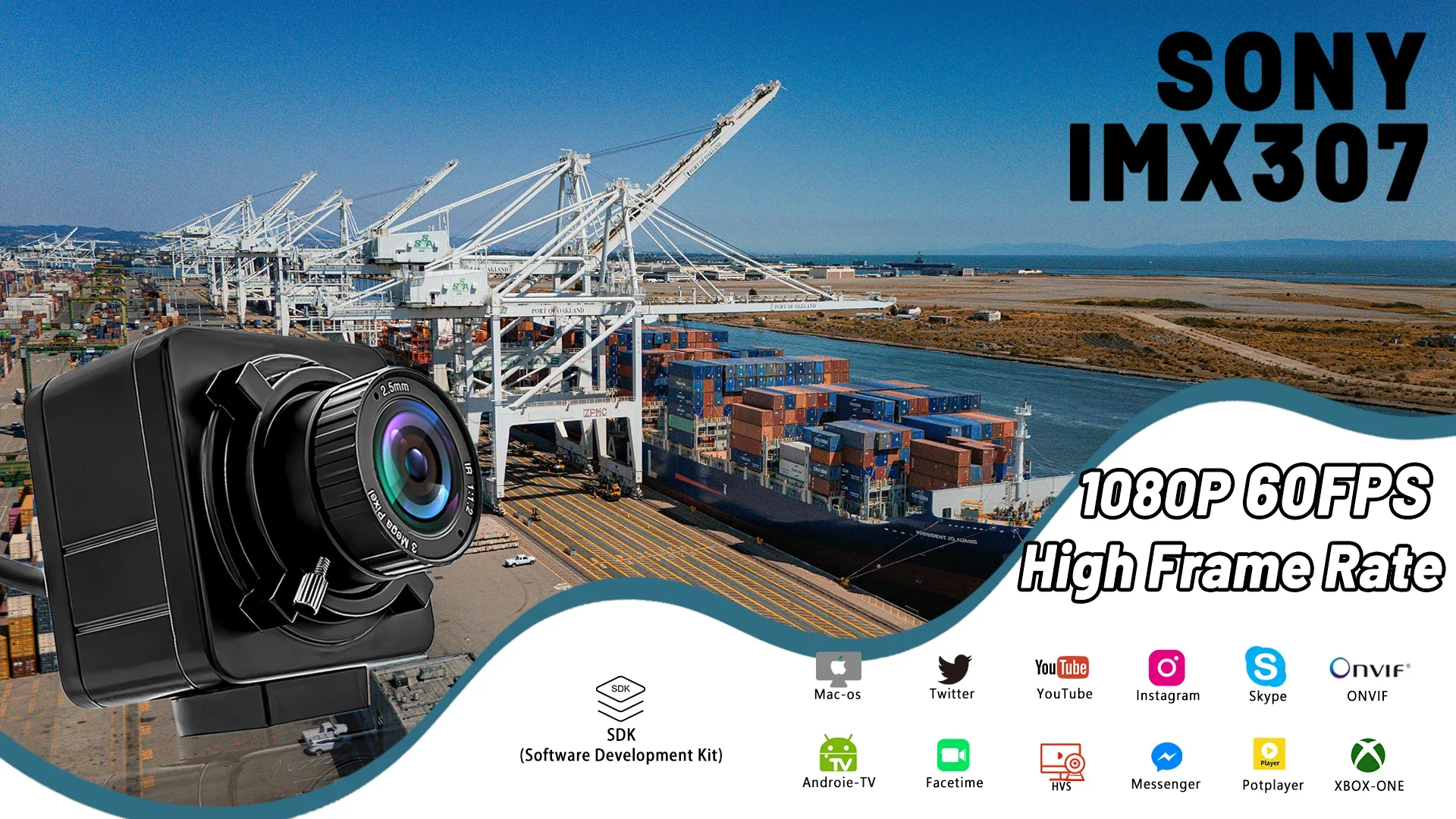 20X Zoom IP Camera 1080P 60FPS 1/2.8" IMX307 CMOS With 5-50mm Varifocal Lens Sup