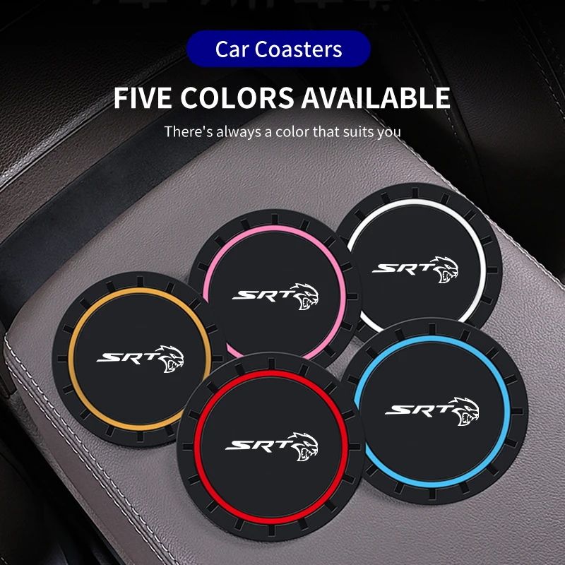 Car Coasters Water Cup Slots Non-Slip Mat Waterproof Cup Pad Dodge SRT Ram Journey Charger Challenger Caliber Durango 2PCS cup holder coasters car coaster pads