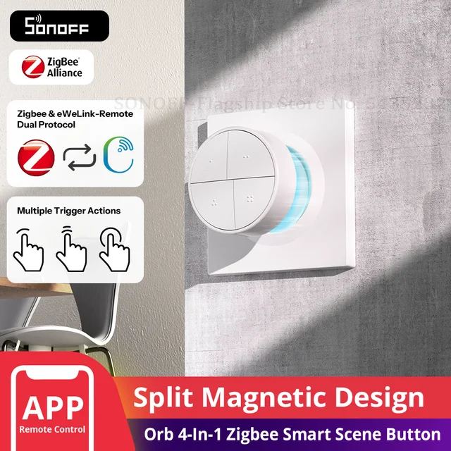 SONOFF Orb 4-In-1 Fusion Series SNZB-01M Zigbee Smart Scene Button One-Touch Scene Trigger Zigbee & eWeLink Remote Dual Protocol