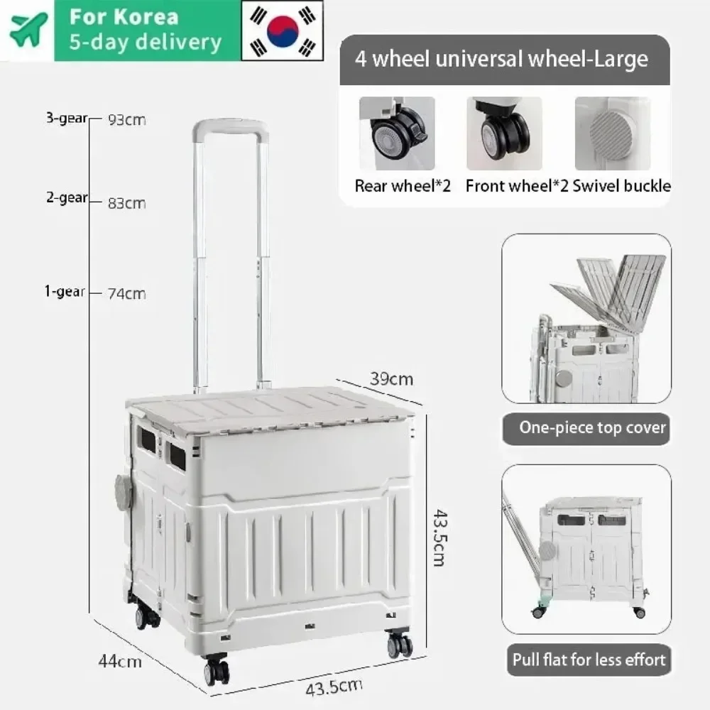 Portable Shopping Cart Outdoor Folding Hand Pushed Camping Cart Vegetable Basket Pull Back Shopping