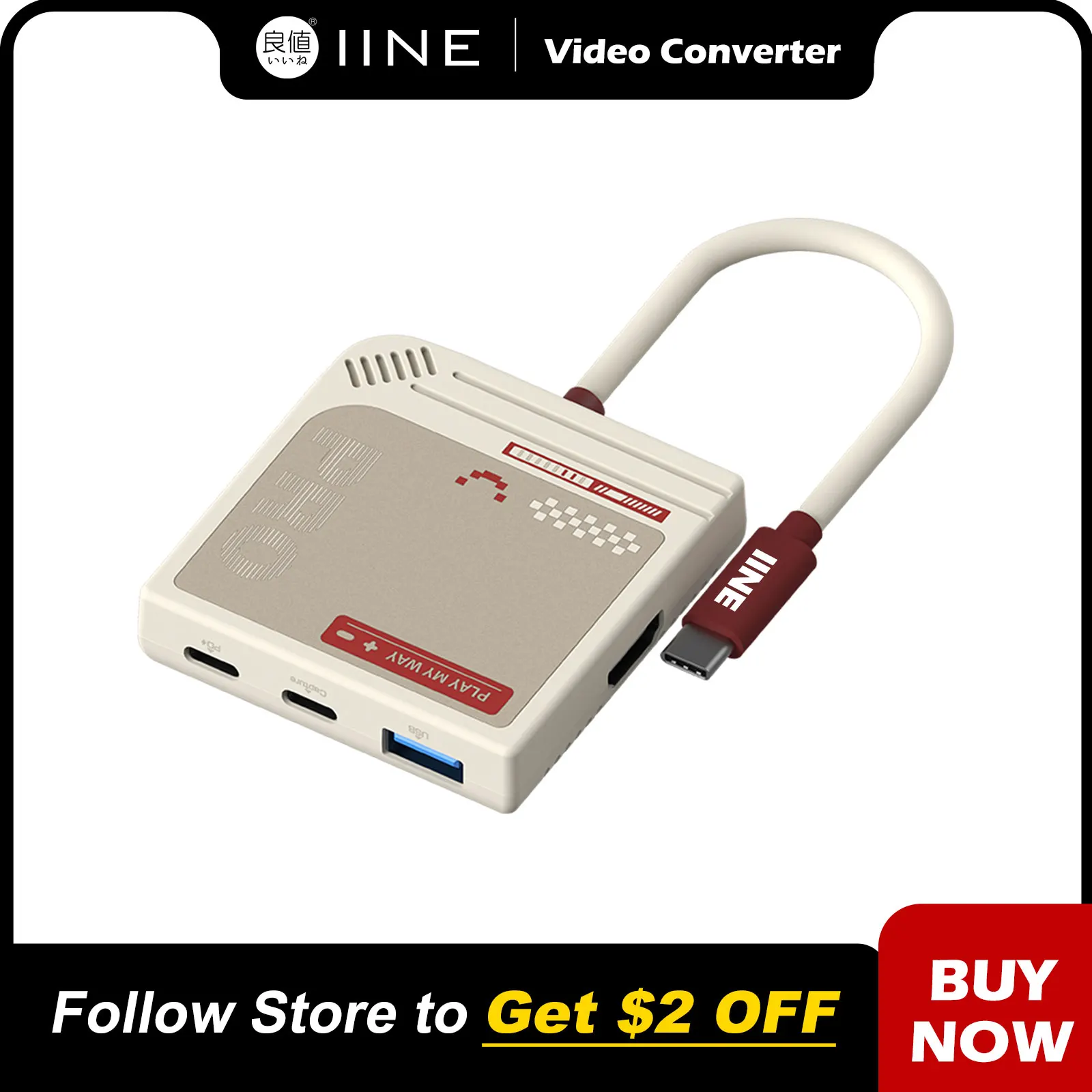 

IINE 4-IN-1 Video Capture Card Converter Add Video Capture Port Support 4K/30HZ Compatible With Switch/Steam Deck/ROG Ally