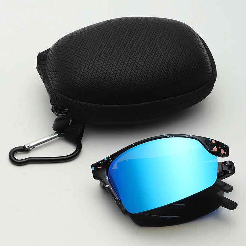 

2024 модные спортивные солнцезащитные очки в стиле езды на велосипеде для мужчин и женщин полуквадратные солнцезащитные очки складные с футляром для очков Солнцезащитные очки