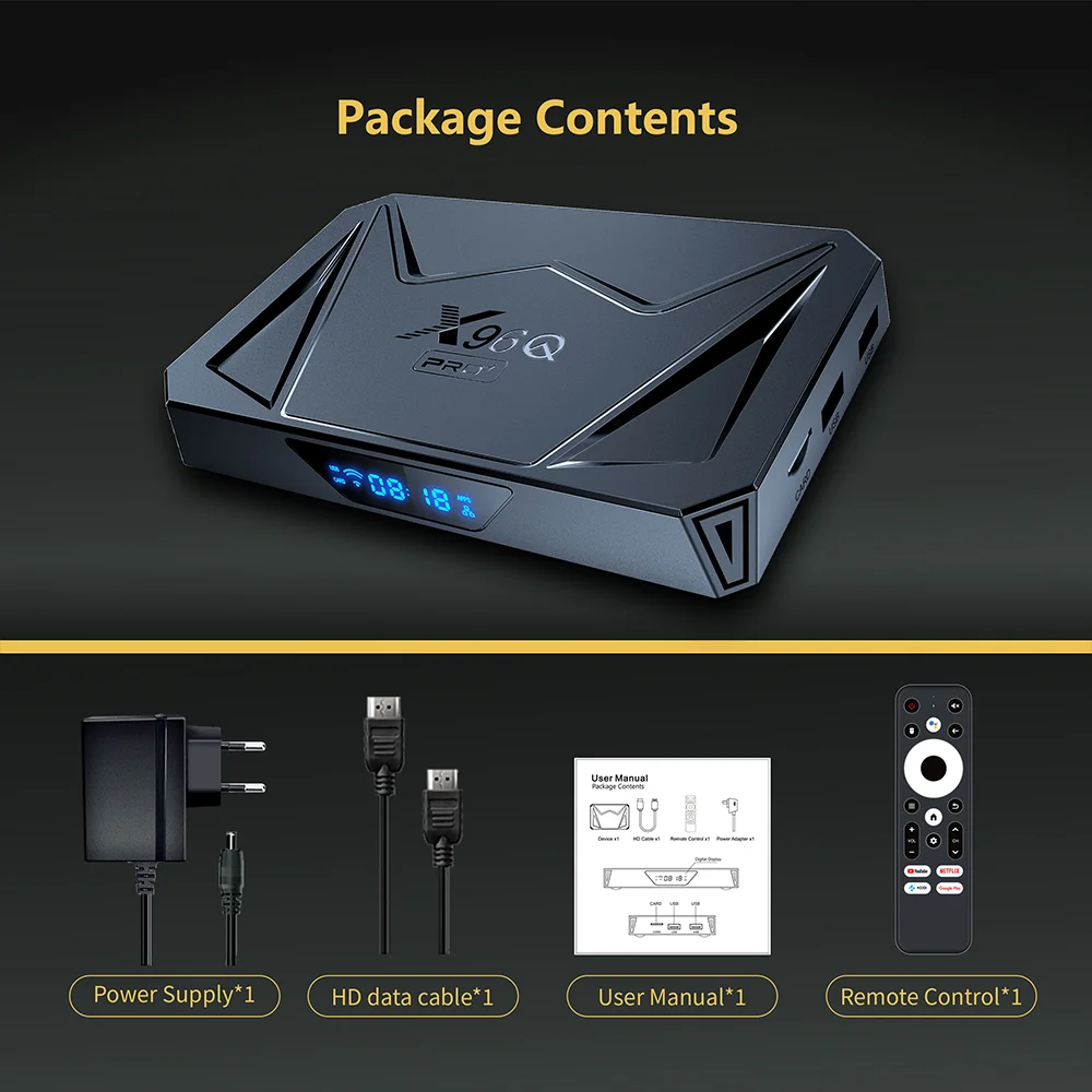 X96QPRO+Smart TV Box Android14 H728 Quad Core 2GB 16GB / 4GB 32GB BT5.X H.265 Wifi 6 Support 8K HD Media Player Set Top Box