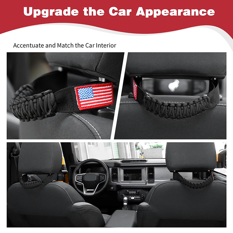 HEBE Universal Seat Headrest Pull Paracord Handle Rope for Jeep Wrangler/For Suzuki Jimny Interior Accessoriess