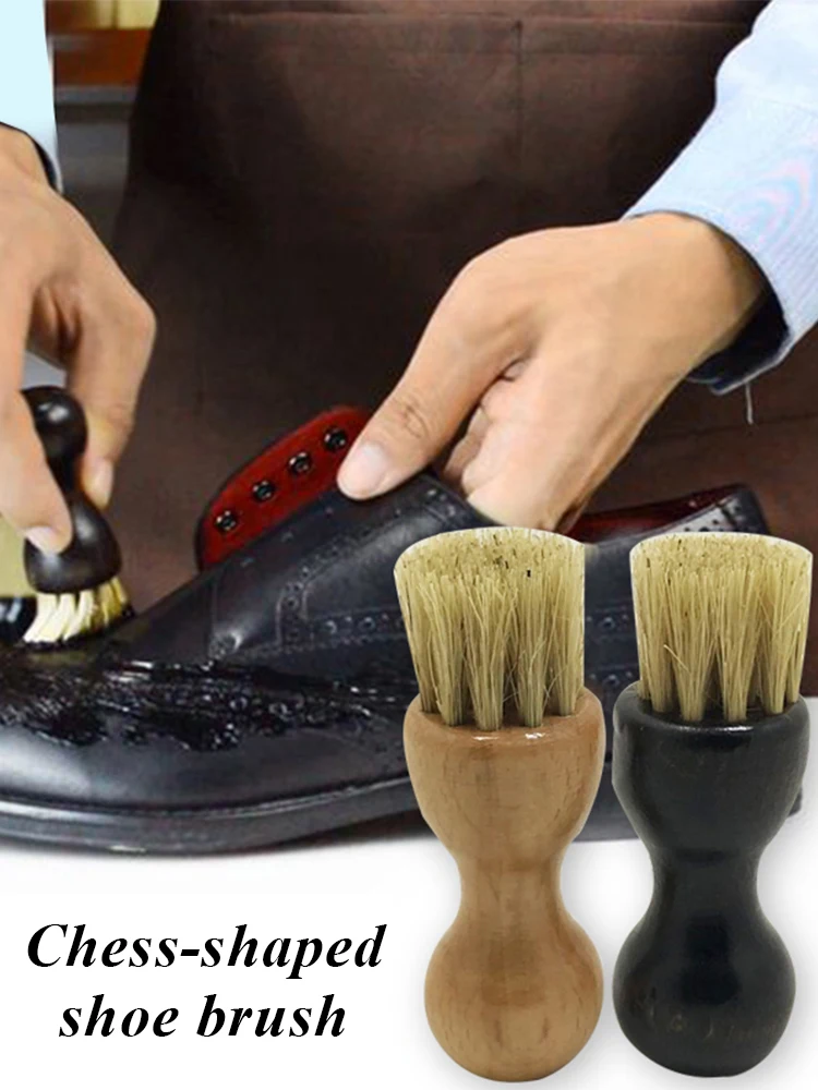 Mini Hog Bristle Brushes Home Cleaning Tool Boot Shoes Brush Practical Leather Shoes Supplies Multifunction Gourd Buffing Brush 2