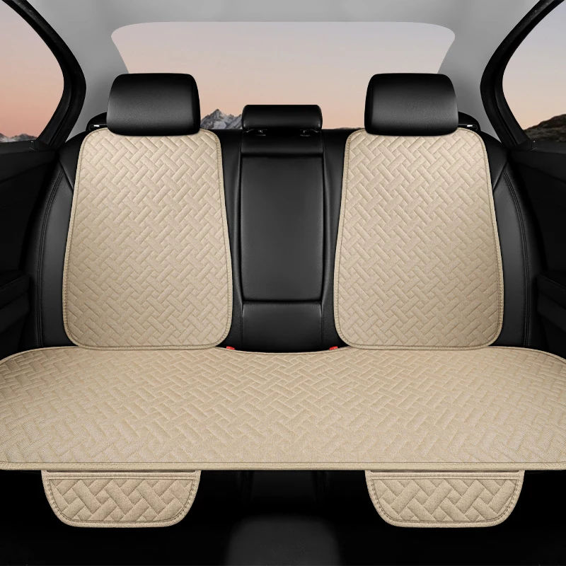 All-Season Universal Linen Car Seat Cushion - Breathable Driver's Seat Cover, Ergonomic Support, Set of 3