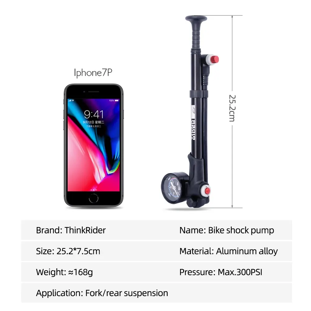 High-Pressure Portable Bike Air Pump with Gauge