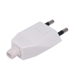 European DIY Rewireable White Power Plug, 4mm Pin, Euro Male Detachable Plug (WHITE)