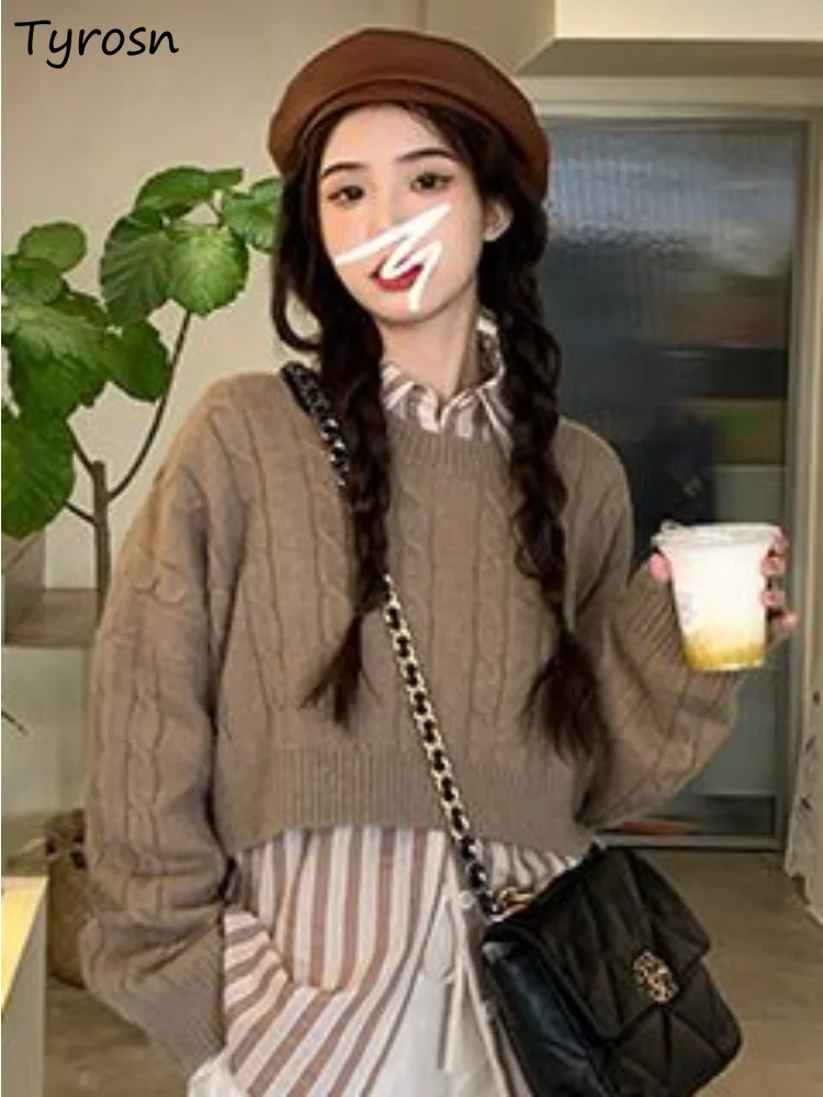 

Pullovers Women Solid Daily Basic Sweater Students Designer All-match Autumn Trendy Korean Style Comfortable Simple Casual Retro