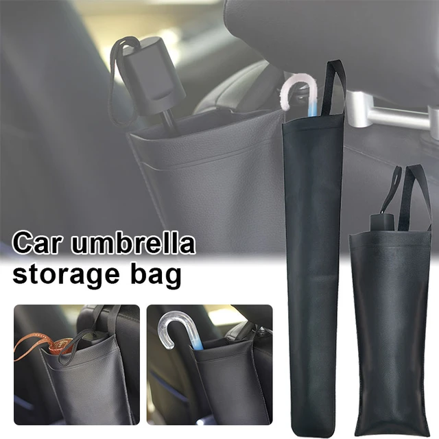 Wasserdicht Schwarz Universal Synthetische Leder Auto Sitz Zurück  Regenschirm Fall Organizer Auto Aufräumen Zubehör Lange Regenschirm Halter  - AliExpress