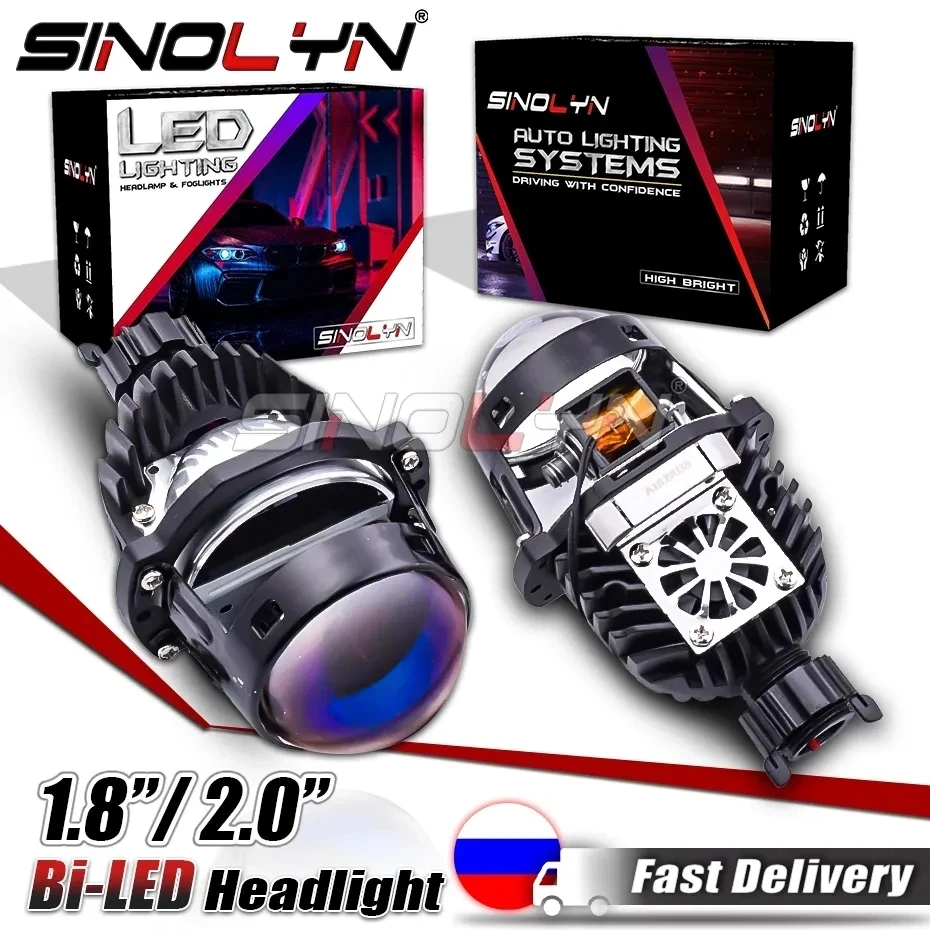 Sinolyn 1.8 2.0 Inch Blue Bi LED Projector Lenses For Headlights H7 H4 H1 9005 9006 9007 LED Lights Auto Car Lights Motorcycles