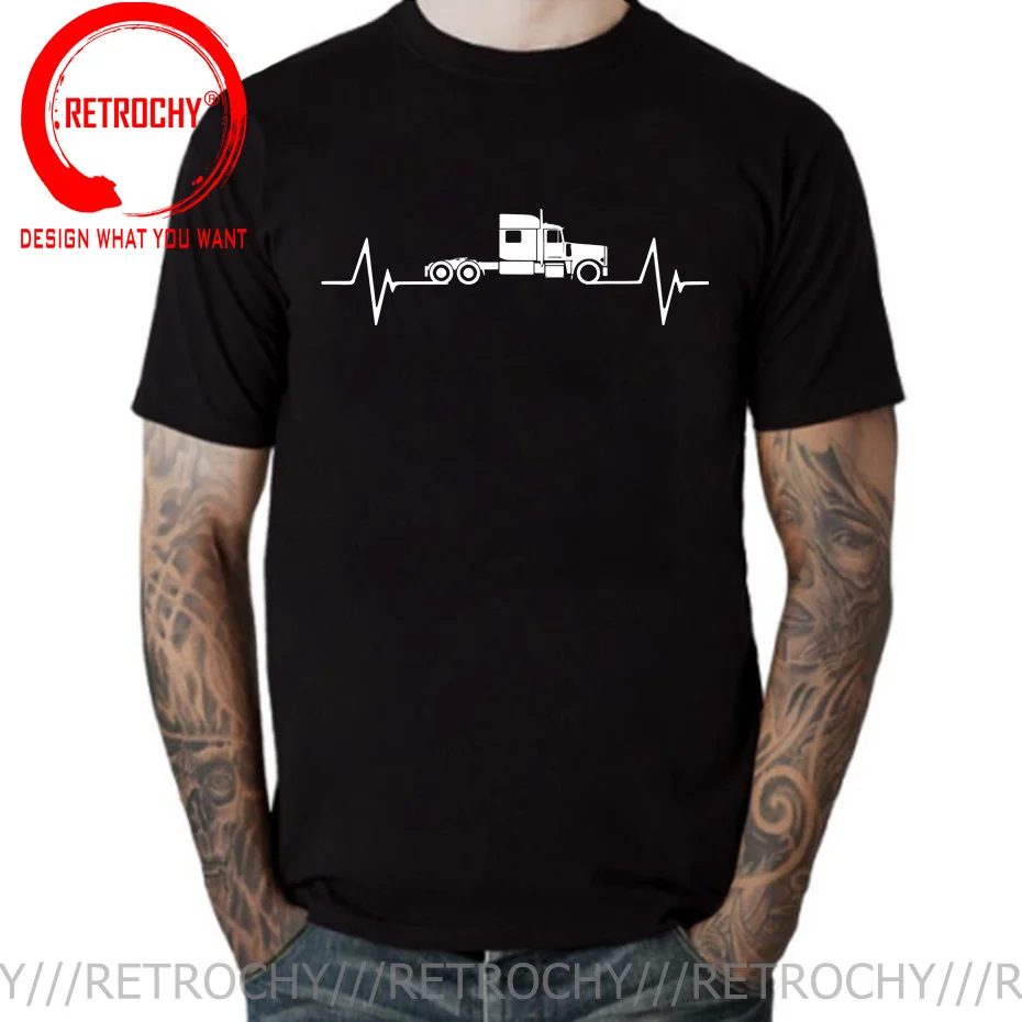 Truck Driver Heartbeat Love T Shirt Ragazzi Nuovo Arrivo Semplice Camisetas T-Shirt Casual Manica Corta Club Dad Top Truck Driver Tee