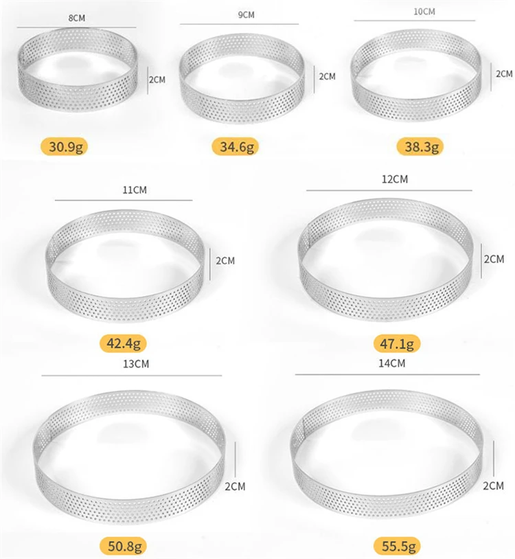 Description Picture 5 of itemLMETJMA 1 Piece Stainless Steel Tart Ring Perforated Cake Mousse Ring Round Pastry Cake Mold Baking Dessert Ring Baking Tools