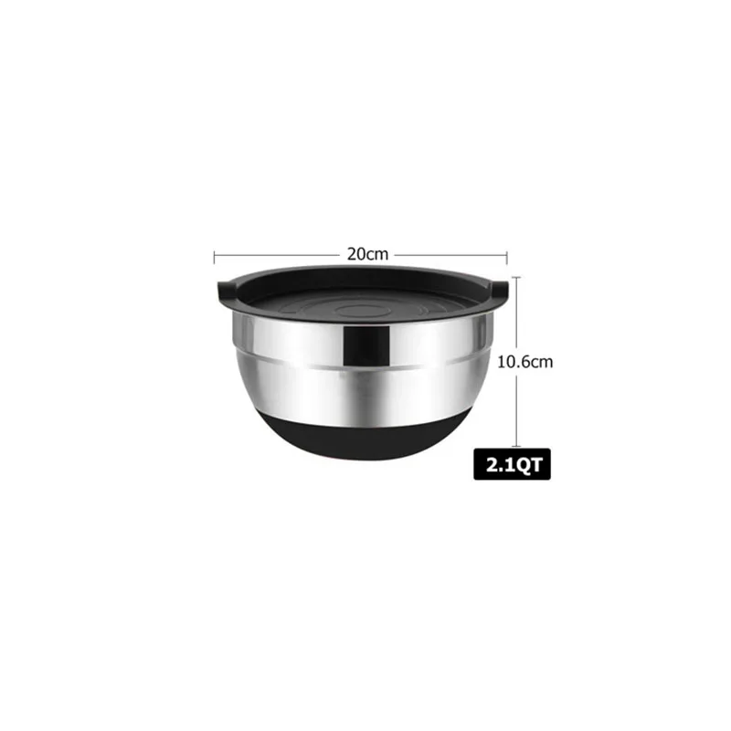Premium Stainless Steel Mixing Bowl Set with Lids and Non-Slip Bases
