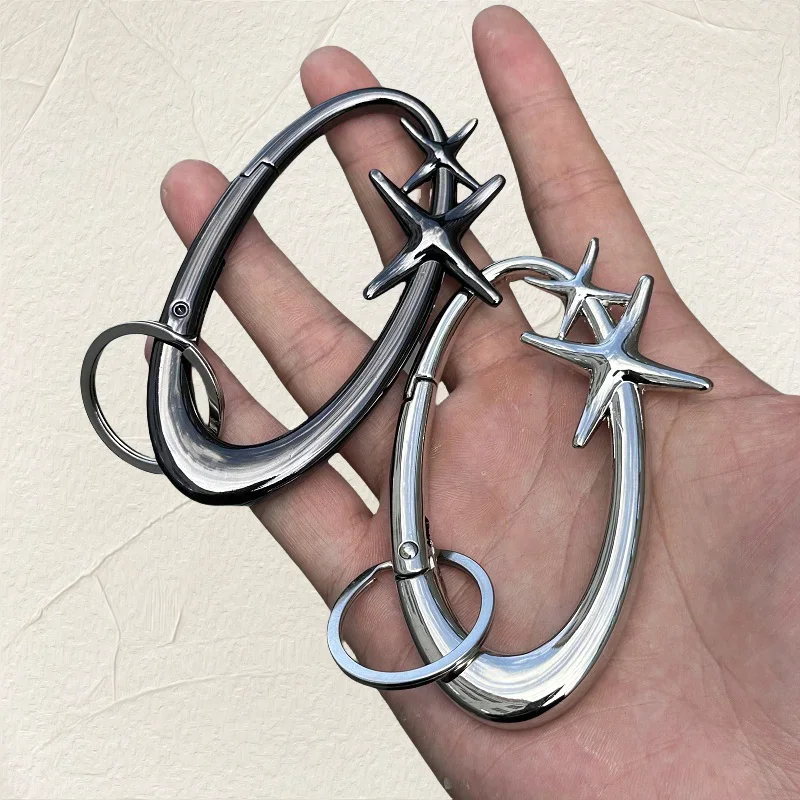 Y2K Punk Star Oval Essential Icon Carabiner Keychain Axe Shaped
