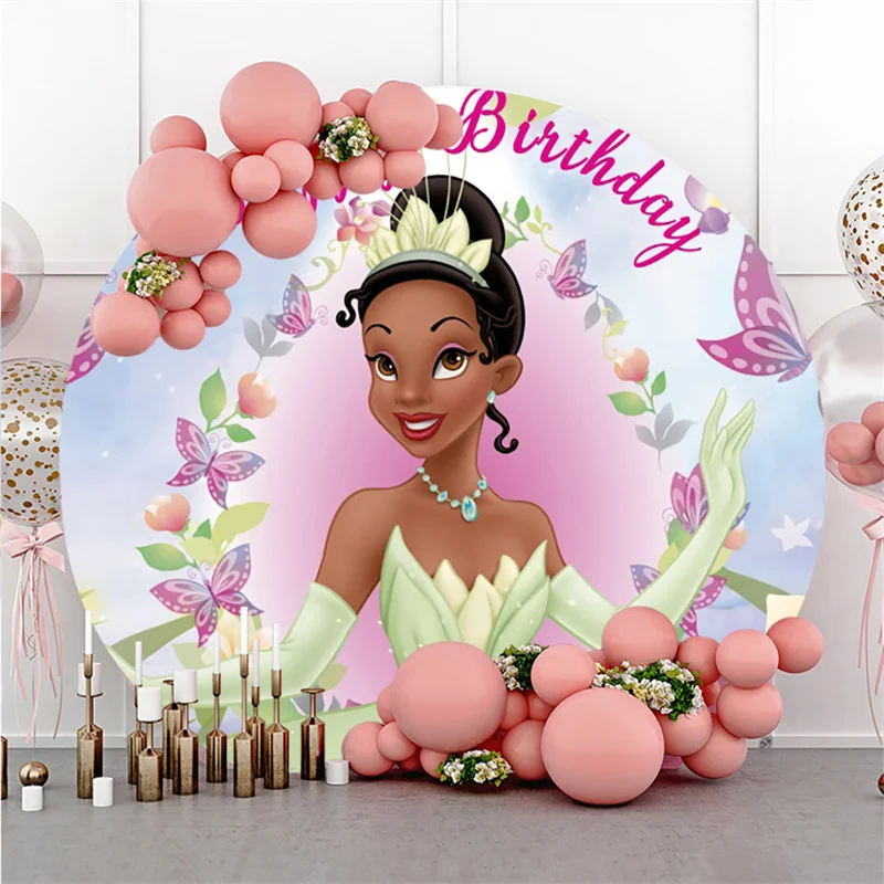 Disney Princess Round Shape Wall Custom Background Wedding Decoration Childrens Birthday Party Backdrops Photozone D