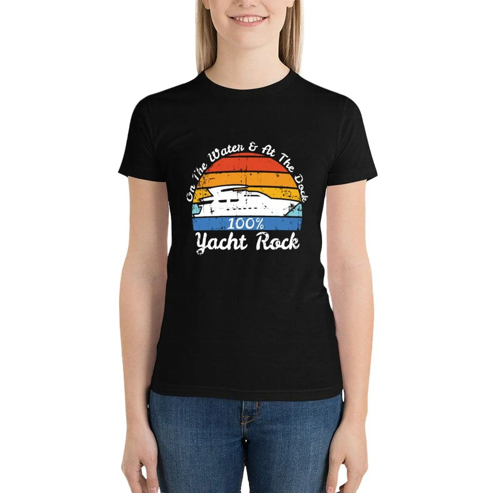 Distressed Retro Yacht Rock T-Shirt plus size tops graphics cropped t shirts for Women