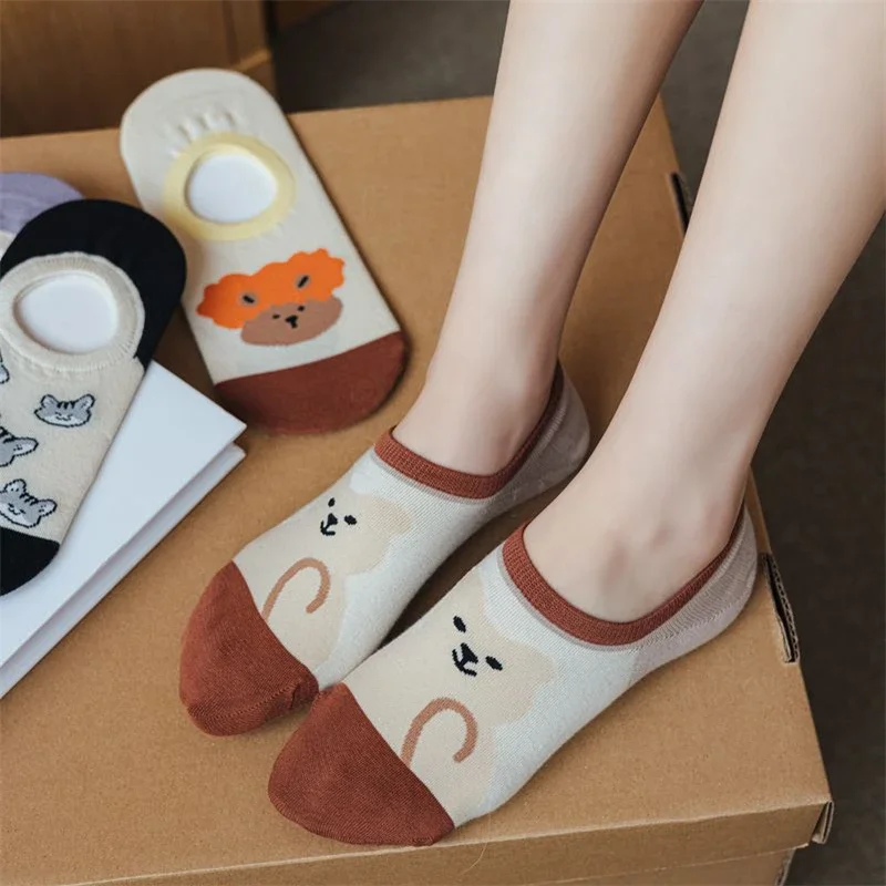 

Cute Socks For Women Summer Novelty Invisible Socks Kawaii Cartoon Breathable Casual Cotton Shallow No Show Socks Anti-slip Soft