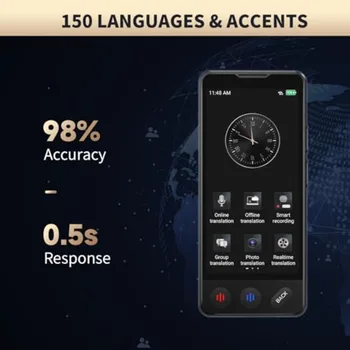 Business travel language translator device, ABS plastic, black, no WiFi needed with offline 150-language AI voice and photo tra 3