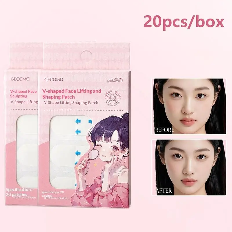 20개입 투명 페이스 리프트 테이프 (목, 턱, 눈가용) 안티에이징 페이셜 패치, 즉각적인 V라인 윤곽 리프팅, 데일리 사용