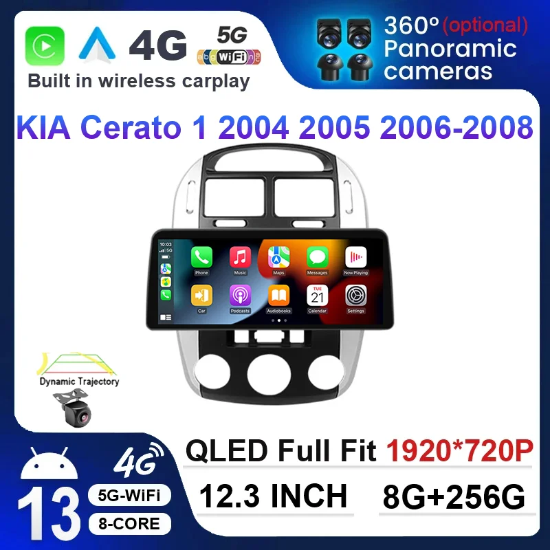 

12.3 Inch Android 13 For KIA Cerato 1 2004 2005 2006-2008 Car Radio Multimedia Video Player QLED GPS Navigation DSP 360 WIFI 5G