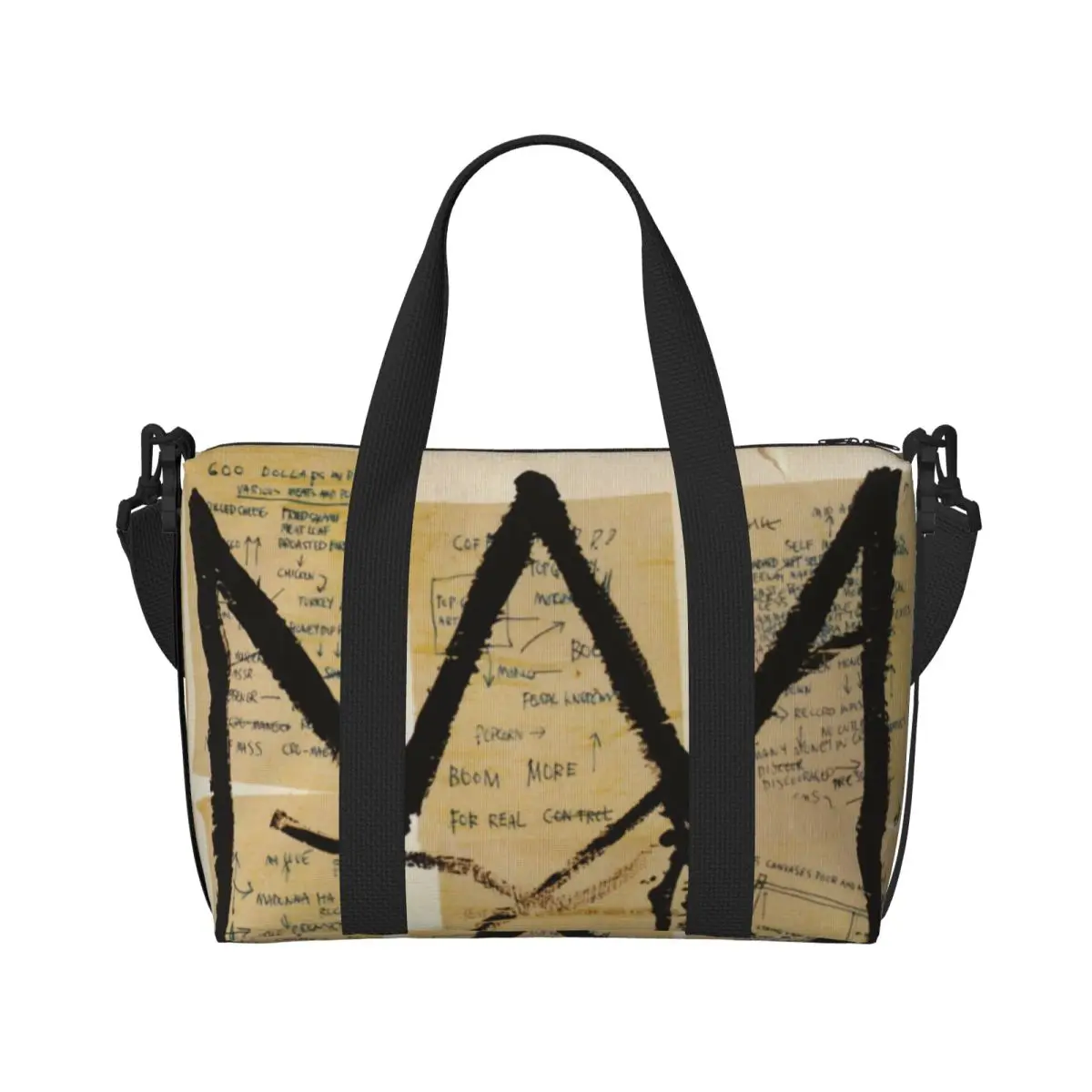 Crown By Jean Michel Basquiats Beach Tote Bag Women Extra Large Gym Carry On Graffiti Art Travel Shopping Bags