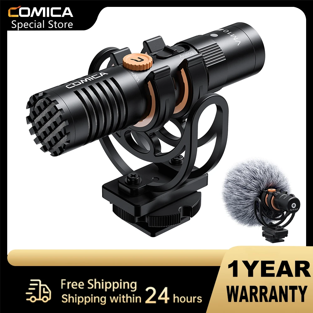 

Comica VM10 Pro Camera Microphone with Shock Mount, Gain Control and Deadcat, Video Shotgun Microphone for Smartphones, Dslr Cam