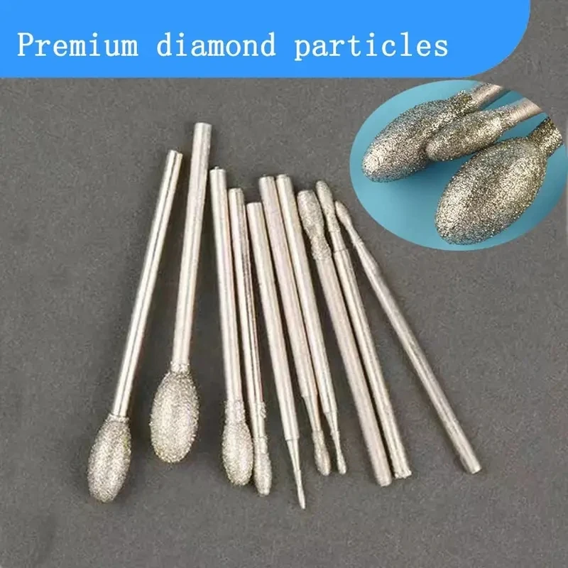 Oval Diamond Burr Set for Stone Carving - 10 Piece Kit