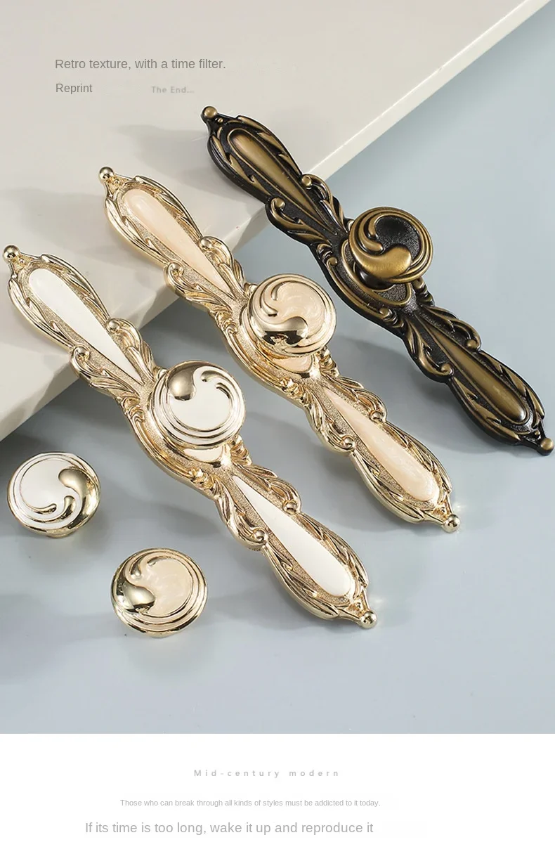 Description Picture 2 of itemEuropean Style Bronze White Knobs Furniture Handle for Kitchen Cabinets Door Drawer Handles Wardrobe Cupboard Dresser Pulls