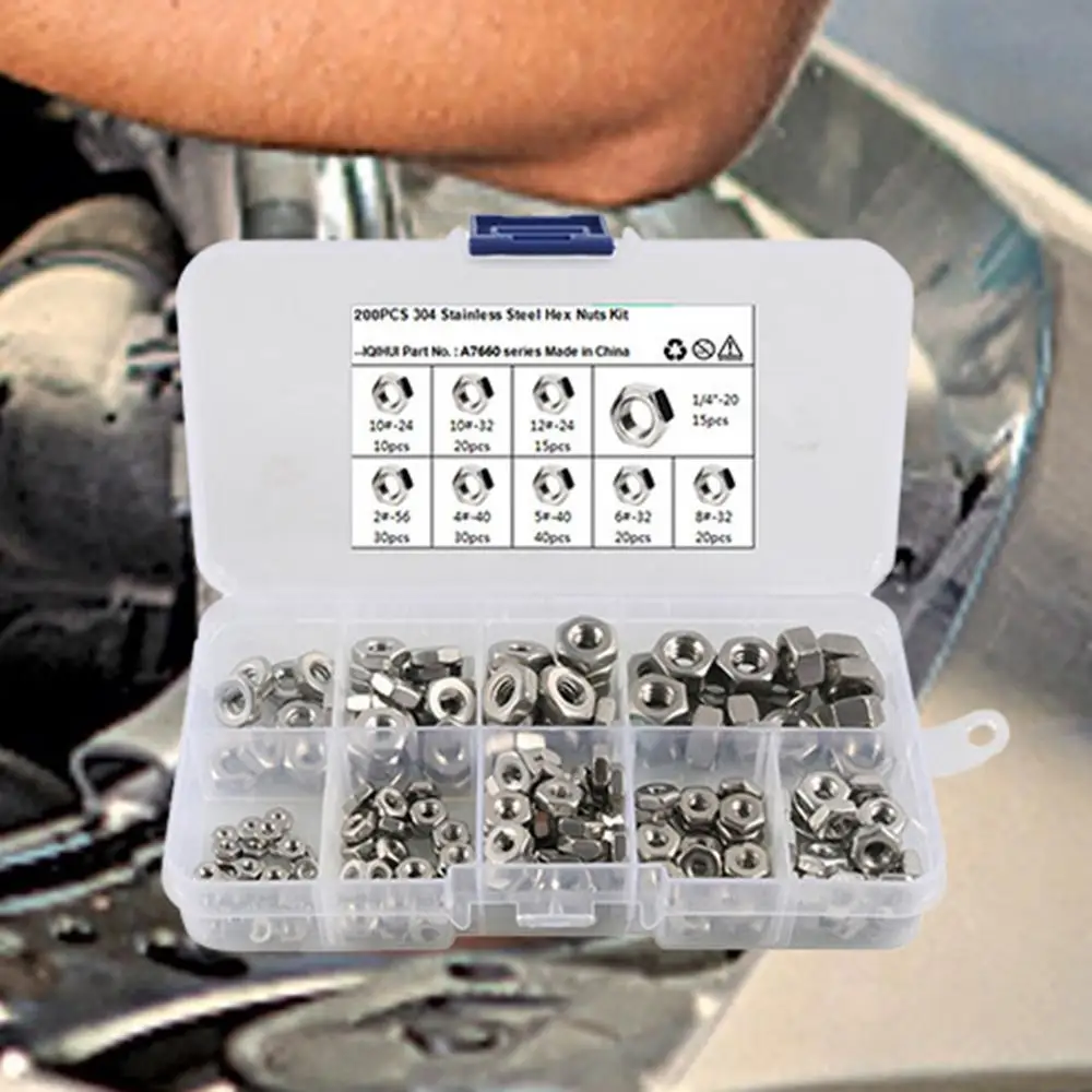Hex Nuts Kit Coarse Thread Hexagon Nut Hex Hardware Nuts Hardware Hexagon Nut Heavy Duty Replacement Nut For Home Mechanism &