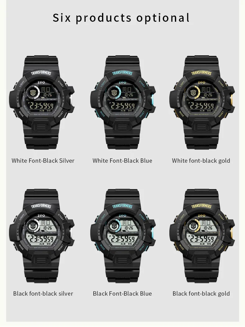 ZGO X Transformers Children's Watches Middle And Primary School Students Boys Waterproof Sports Digital Electronic Watches 7531