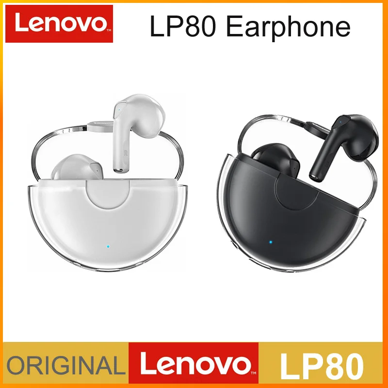 

Lenovo LP80 Original Headphone TWS Bluetooth Wireless Earphones Sports Movement Fitness Headset Low Latency Gaming Music Earbuds