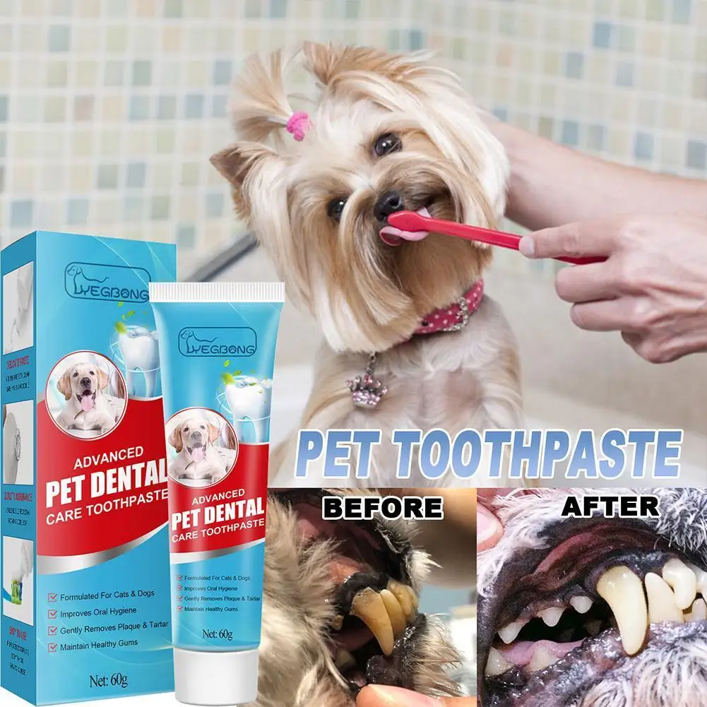 

60g Pet Toothpaste Cat Dog Fresh Breath Toothpaste Plaque Dog Toothpaste Oral Tartar Deodorant Pet Edible Cleaning Care Pro F9T4