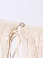 TWOTWINSTYLE Elegant Ruched Mini Dress For Women Round Neck Lantern Long Sleeve High Waist Temperament Dresses Female Fashion - Image 5