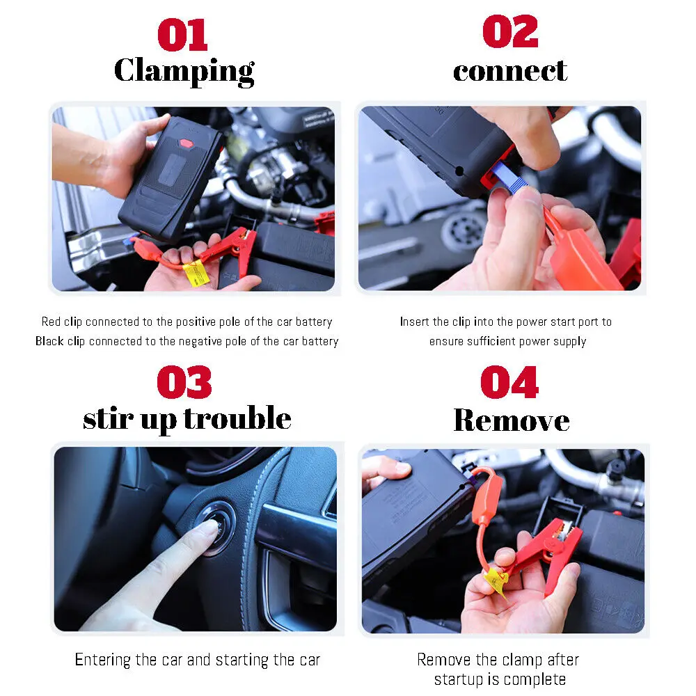 Car Jump Starter Power Bank 600A 12V Dual USB Ports Portable Battery Charger Auto Emergency Booster Starting Device Jump Starter