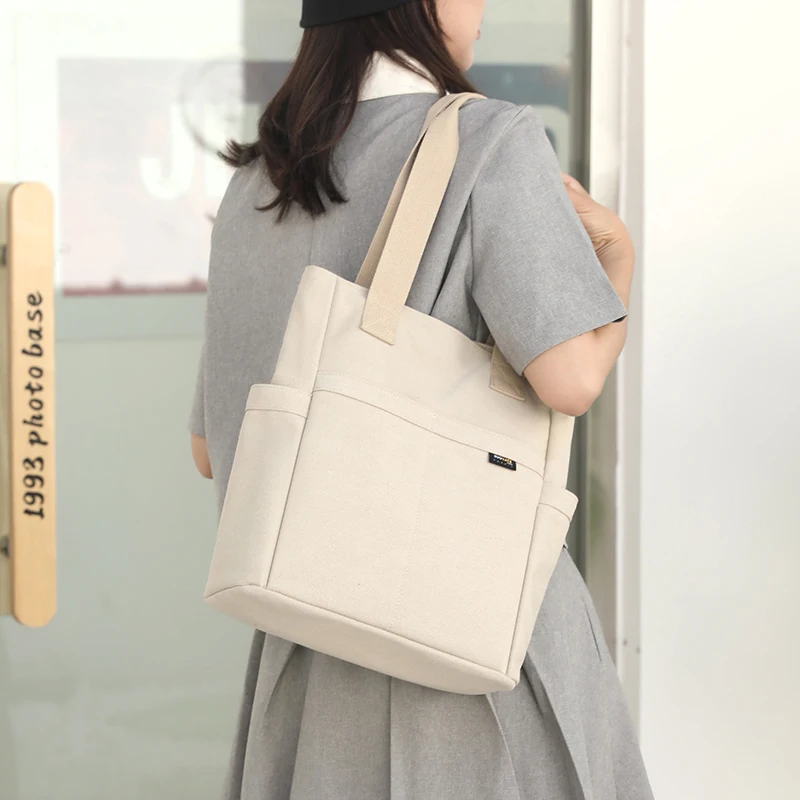 Large Capacity Canvas Shoulder Bag for Women Lady's Casual Top-Handle Bag Daily Use Handbag Lady Shopping Totes Travel Bag 2023