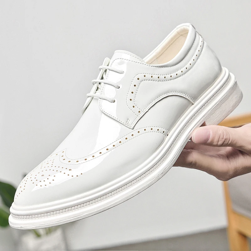 

Men's leather shoes Korean version trendy and handsome men's shoes genuine leather casual wear-resistant lace up leather shoes