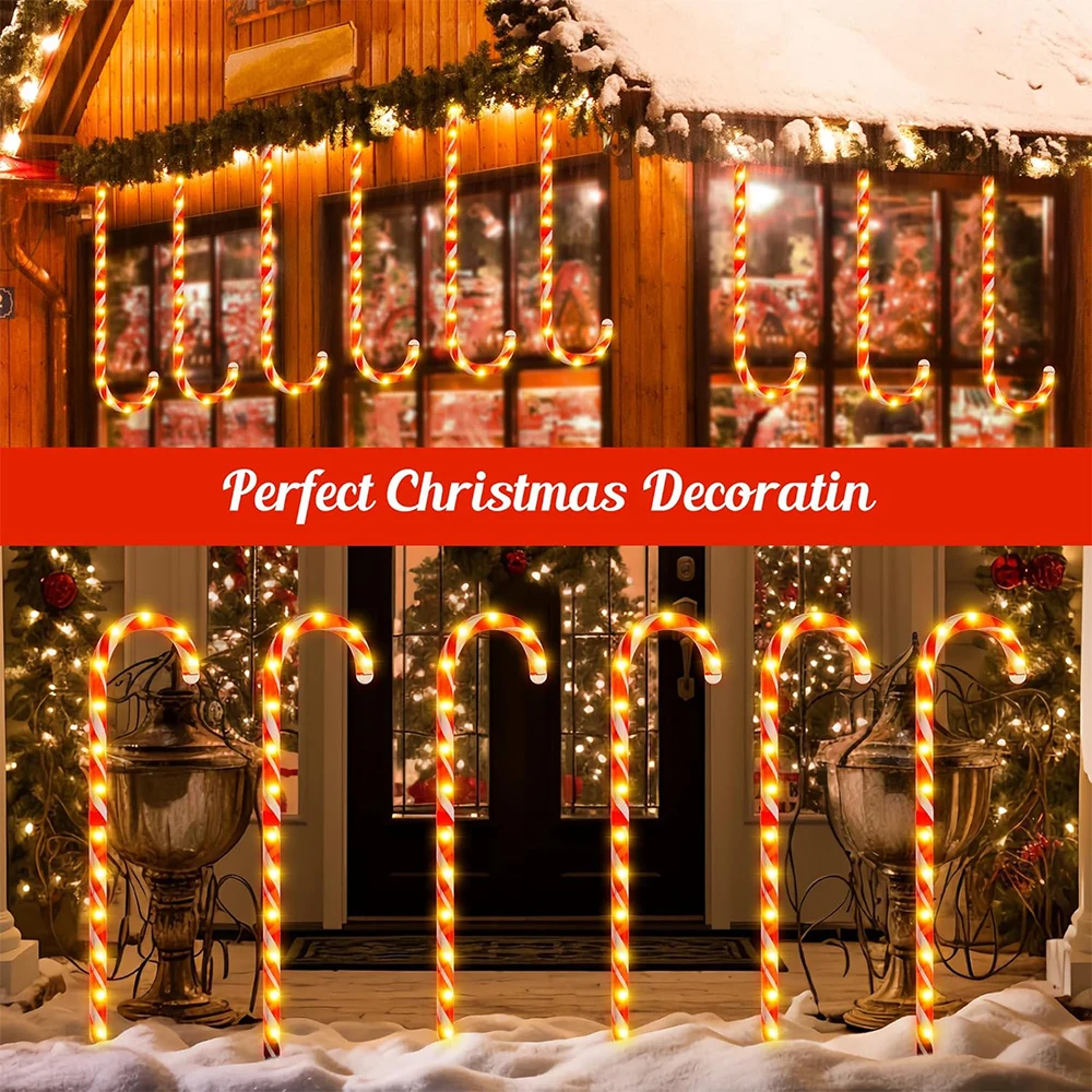 10 Pack Candy Christmas Tree Decoration lights Cane Light Outdoor Garden Wedding Party Decoration Holiday Walkway Patio Garden 4