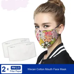 Kpop Cotton Black Anti - Dust Washable Face Mask with Activated Carbon Filters (Flower women)