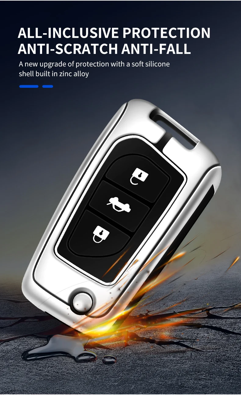 Zinc Alloy Car Key Case Cover Shell Fob For Toyota Auris Corolla Avensis Verso Yaris Aygo Scion TC IM Camry RAV4 Forturner Hilux - S408c7a9e0c8440a29d34410744720853r