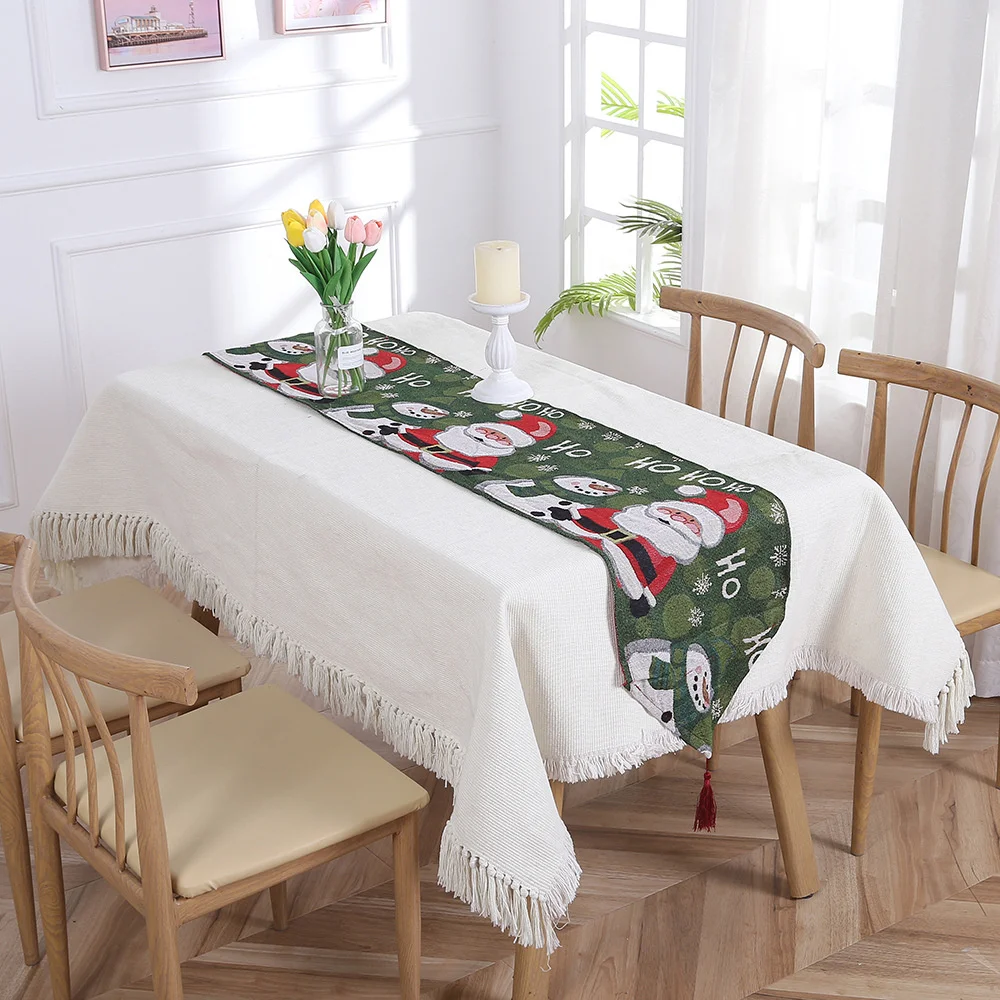 33X180Cm Christmas Table Runner Red Snowflake Table Cover Embroidery Tablecloth Flag Christmas Decoration For Home Party 2022
