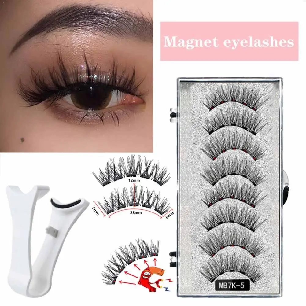 

3D Natural Magnetic Eyelashes,With 5 Magnetic Lashes Shipping Box Eyelashes Handmade False Gift Reusable Support Drop Magne T6N2