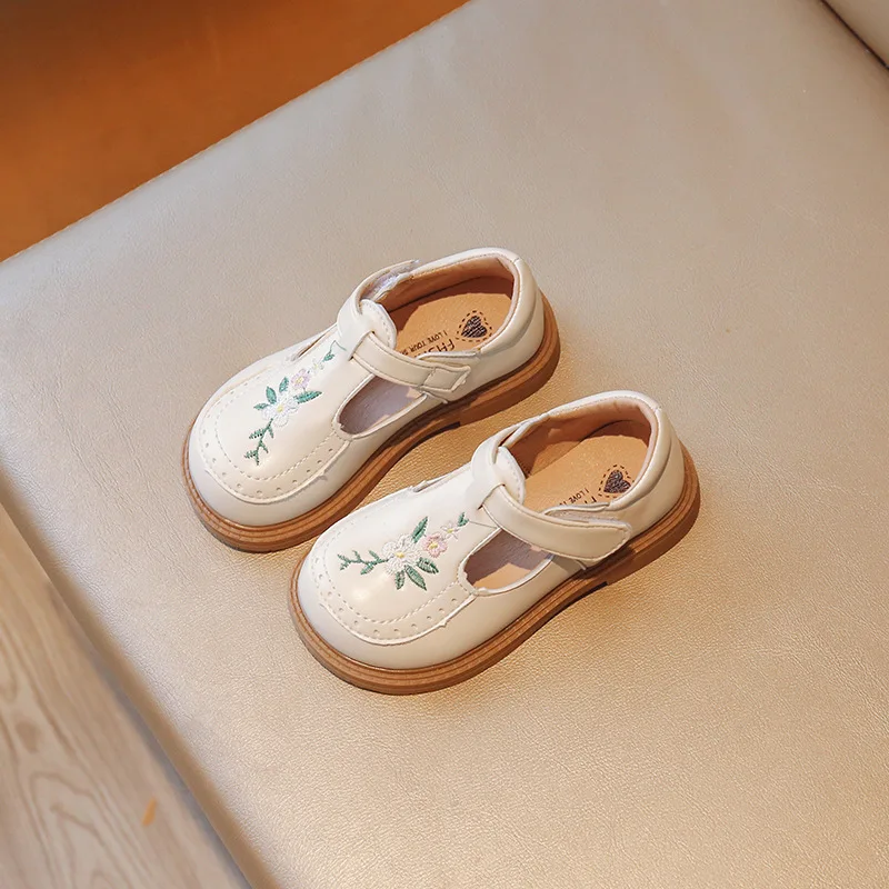 Girls Baby Mary James Embroidered Floral Toddler Fall Shoes Vintage Cover Toe Comfortable Kids Shoes for mary jane shoes girls shoes