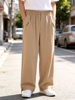 Women's Cargo Pants High Waist Wide Leg Pants with Big Side Pockets Loose Fit Casual Trousers for Summer Autumn