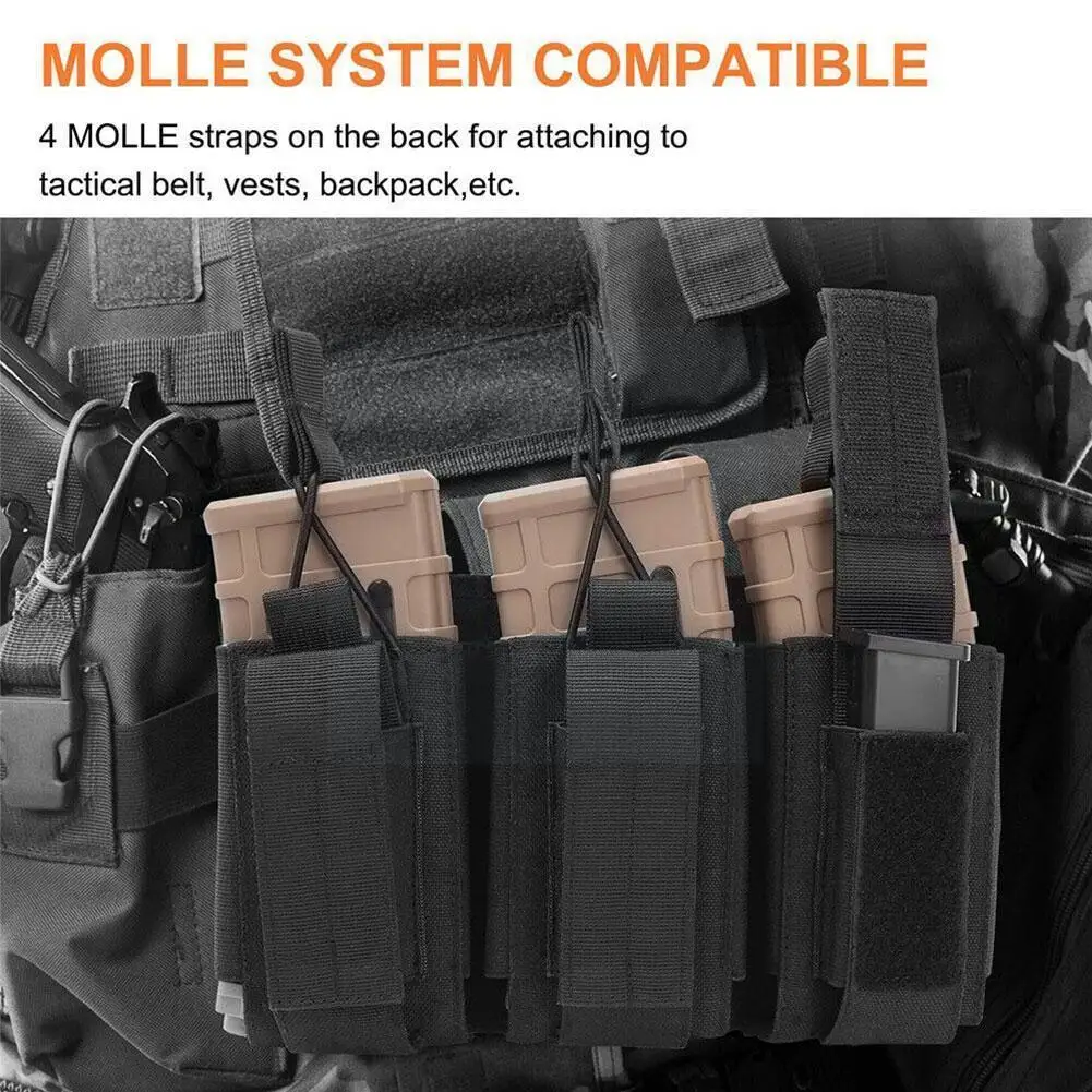 MOLLE PALS Nylon Open Top Triple Mag Compact Magazine Pouch Holster Bag New 