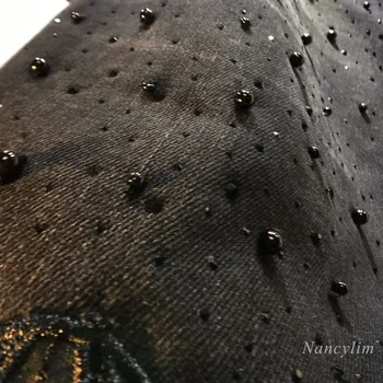 بنطال جينز أسود بتطريز دانتيل وترتر لامع — صورة 6