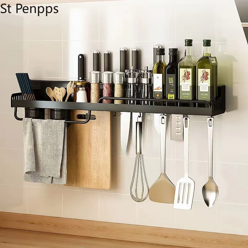 Punchfree Kitchen Storage Shelf Rack Wallmounted Spice Racks