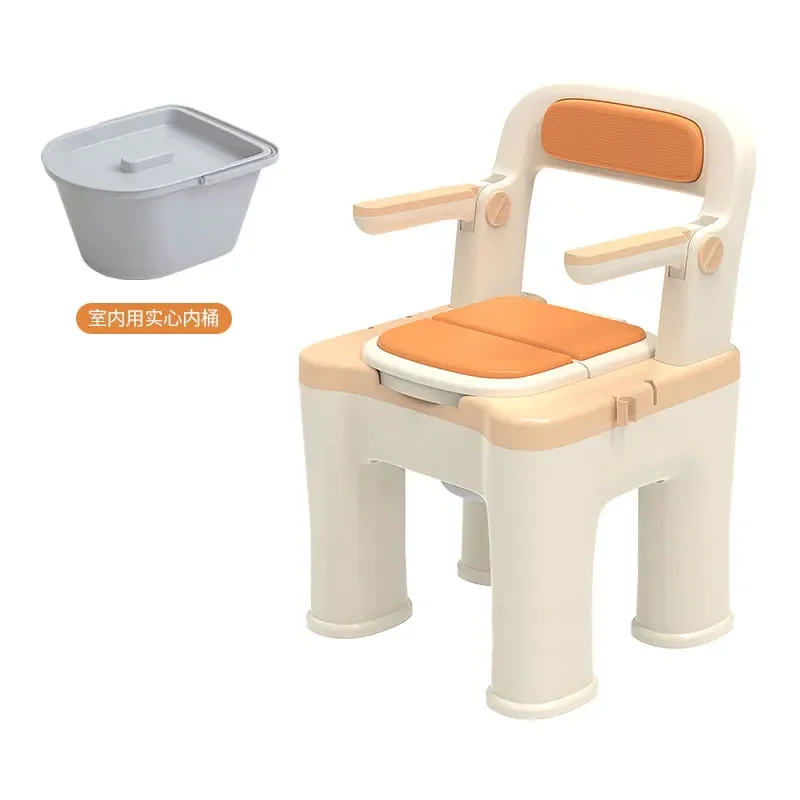 Elderly Bath Chair Toilet Seat Dual Use, Thickened Portable Indoor Commode Toilet Chair for Elderly Disabled Disability Aids