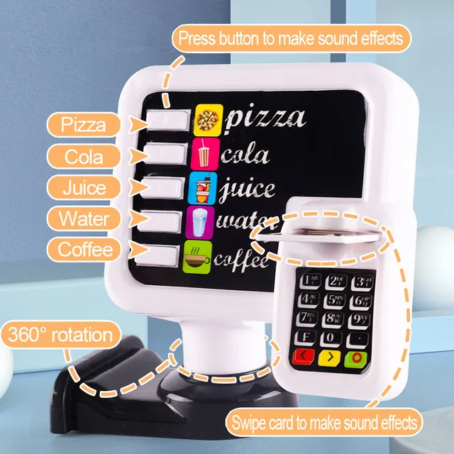 Casa de juegos para niños, juego de cocina, comida rápida, restaurante, hamburguesa, patatas fritas, postre, máquina de café, cajero, Mini juego de rol educativo, Juguetes - Imagen 3